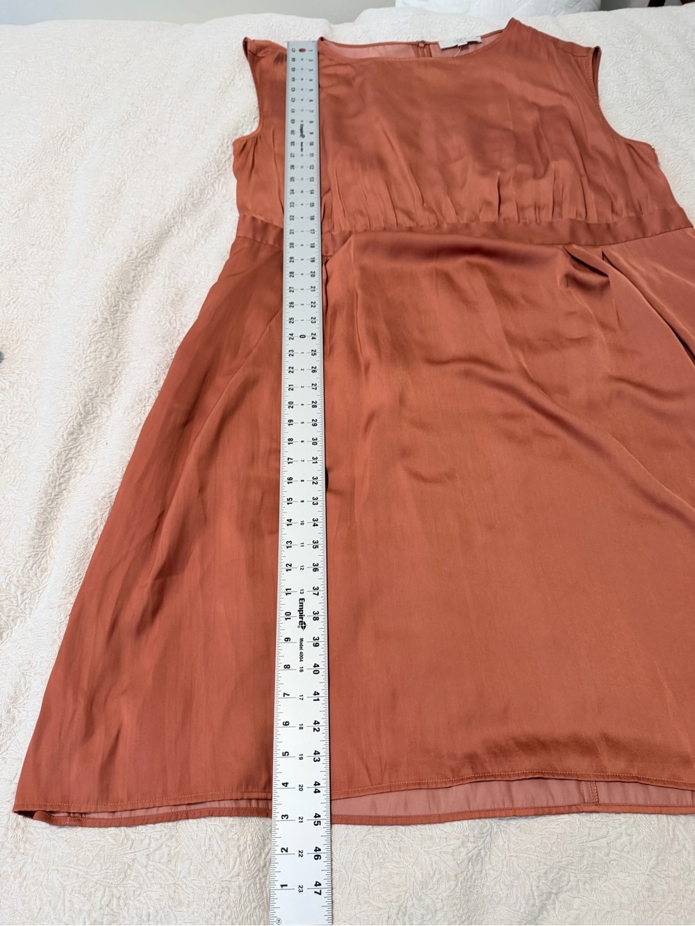 LOFT Sleeveless Satin Midi Dress in Coral Pink - Picture 9 of 13